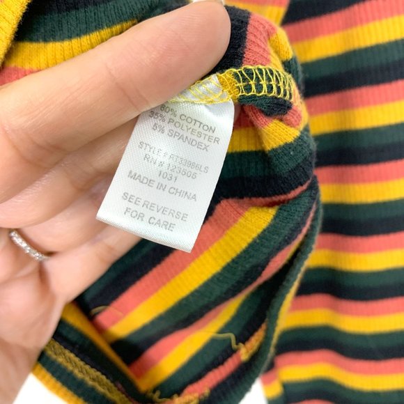 HEART HIPS Retro Horizontal Multi Striped Long Sleeve Top Sz M - Picture 7 of 8